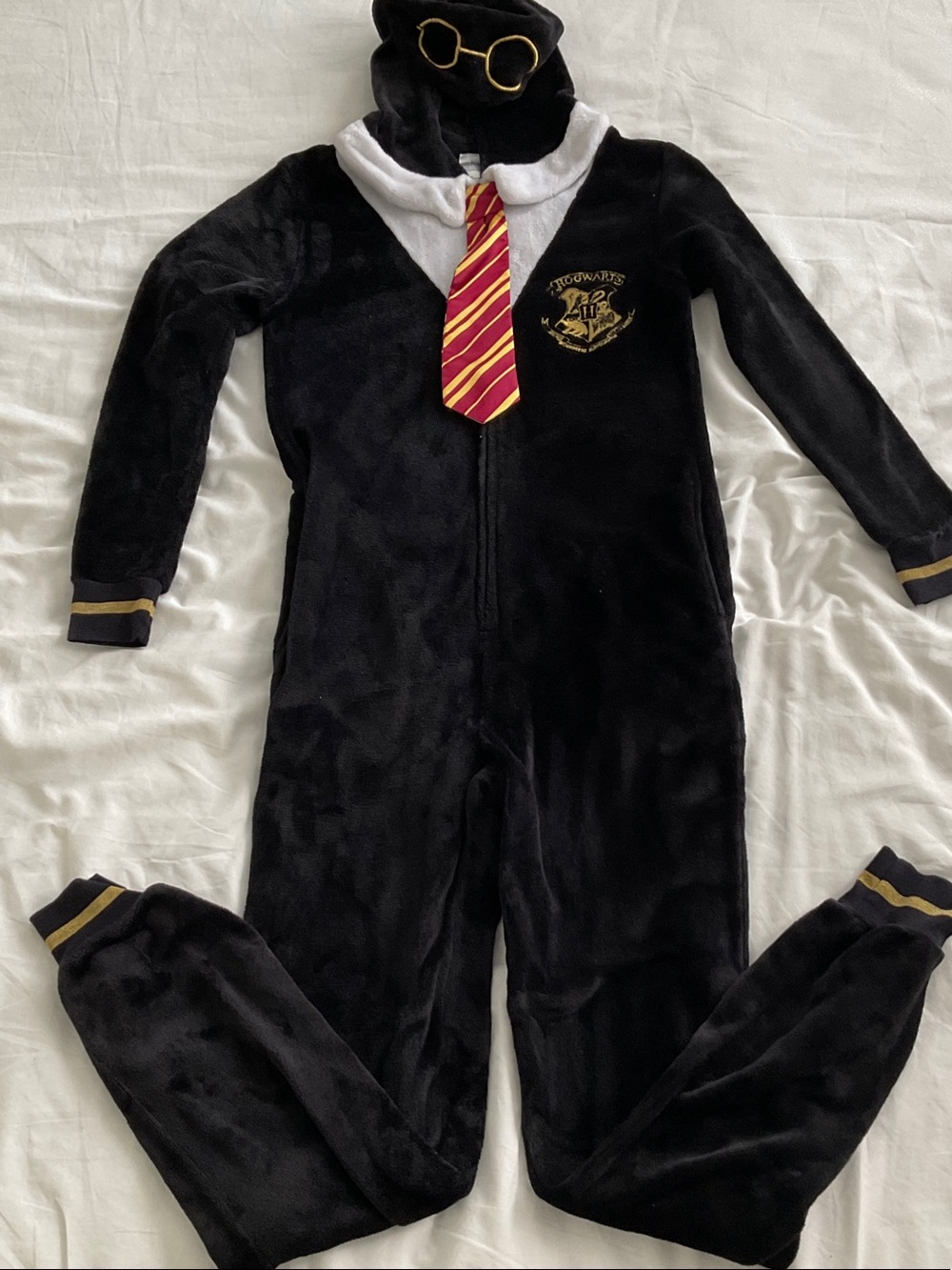 Harry Potter Gryffindor Hooded Fleece Pajama Union Suit. Size S